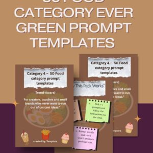 Food Category Prompt Templates – 50+ AI Prompt Templates for Recipes, Meal Plans & Food Content