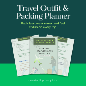 Travel Outfit & Packing Planner – Printable Editable PDF Planner for Vacations, Business Trips & Weekends